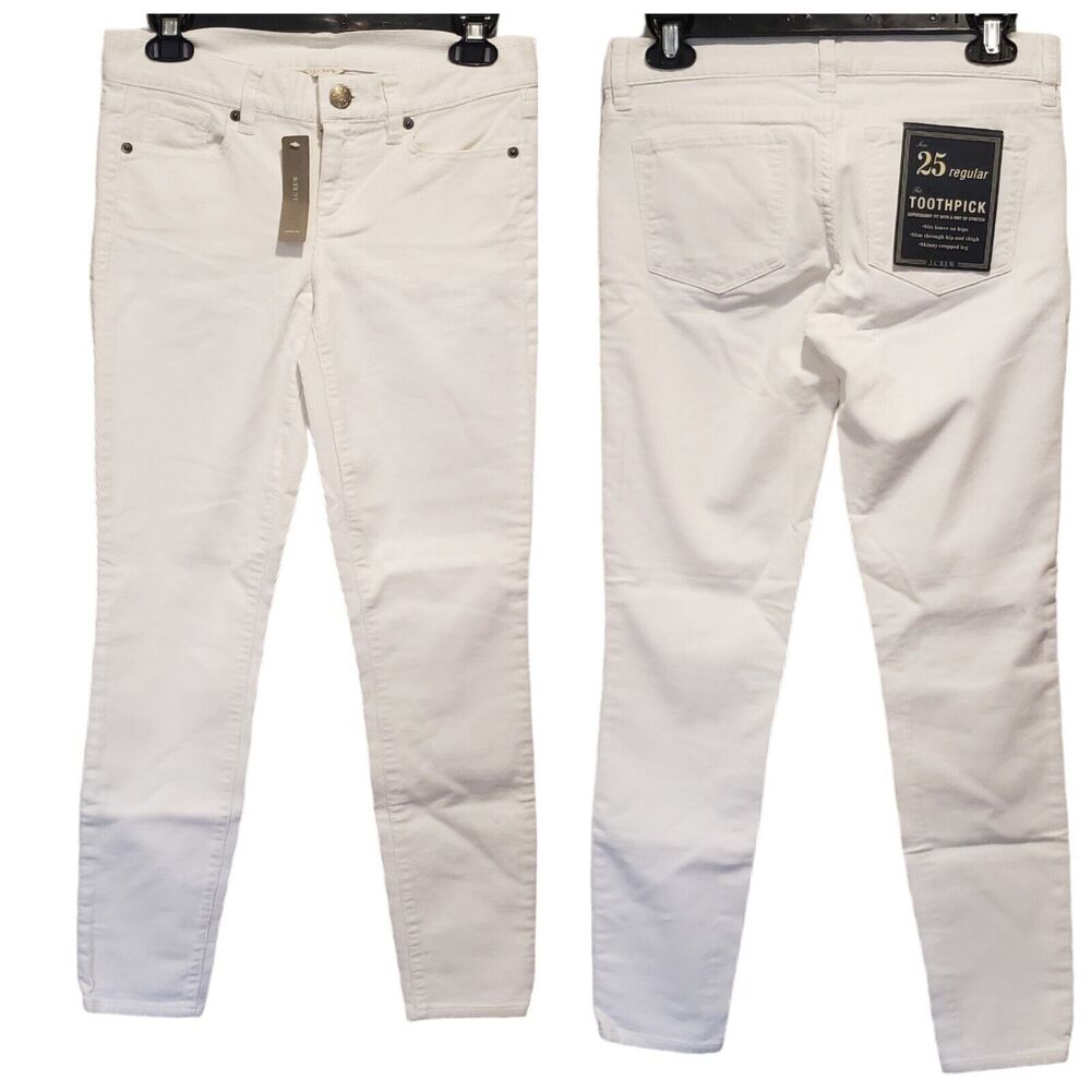 NWT J. Crew Women’s White Toothpick Skinny Jeans Size 25 - Style #87878